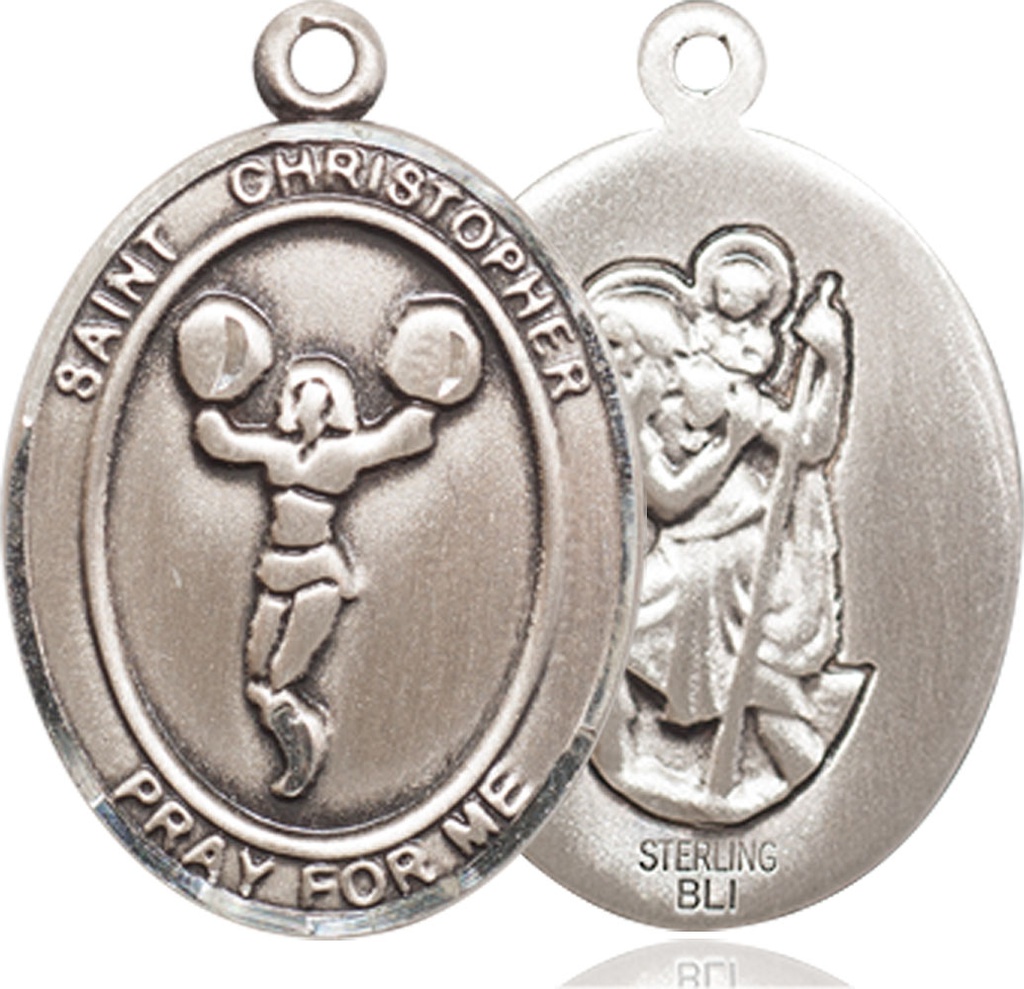 Sterling Silver Saint Christopher Cheerleading Medal