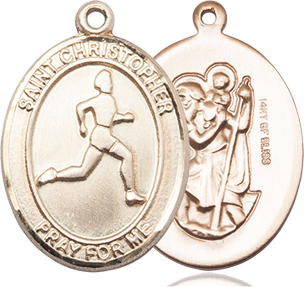 14kt Gold Filled Saint Christopher Track&amp;Field Medal