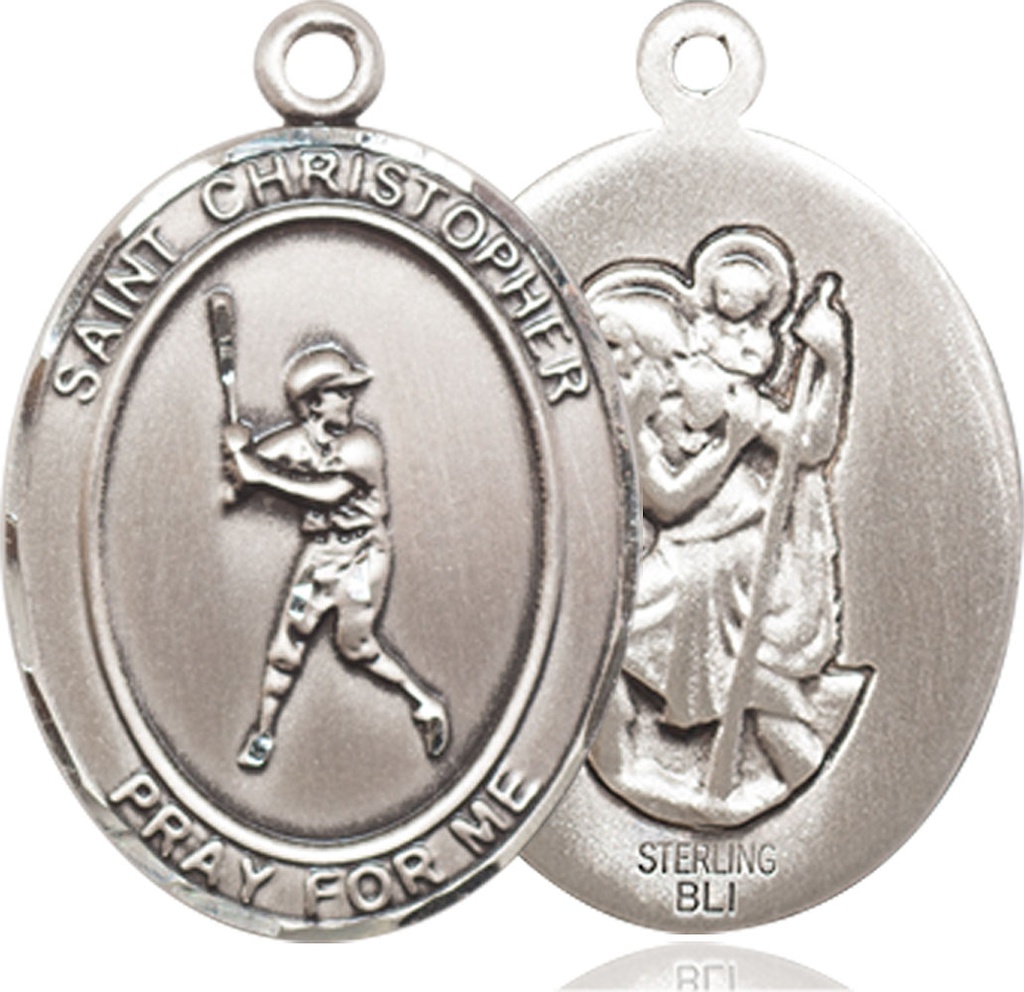 Sterling Silver Saint Christopher Baseball Medal