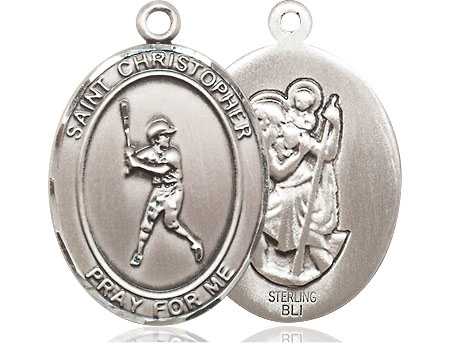 Sterling Silver Saint Christopher Baseball Medal