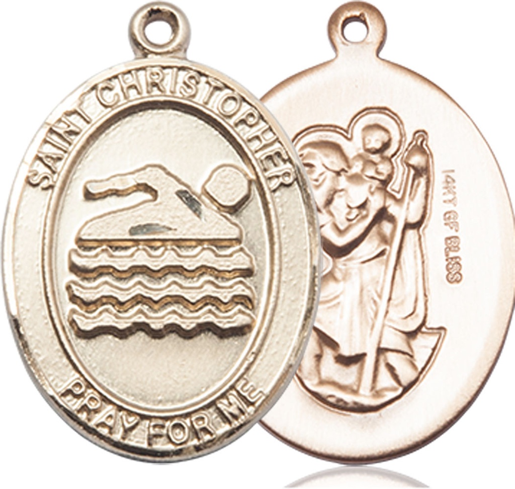 14kt Gold Filled Saint Christopher Swimming Medal