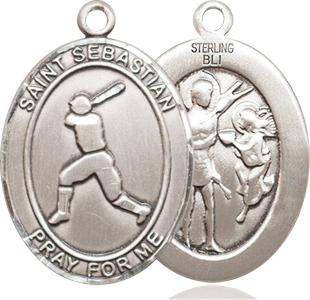 Sterling Silver Saint Sebastian Baseball Medal