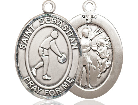Sterling Silver Saint Sebastian Basketball Medal