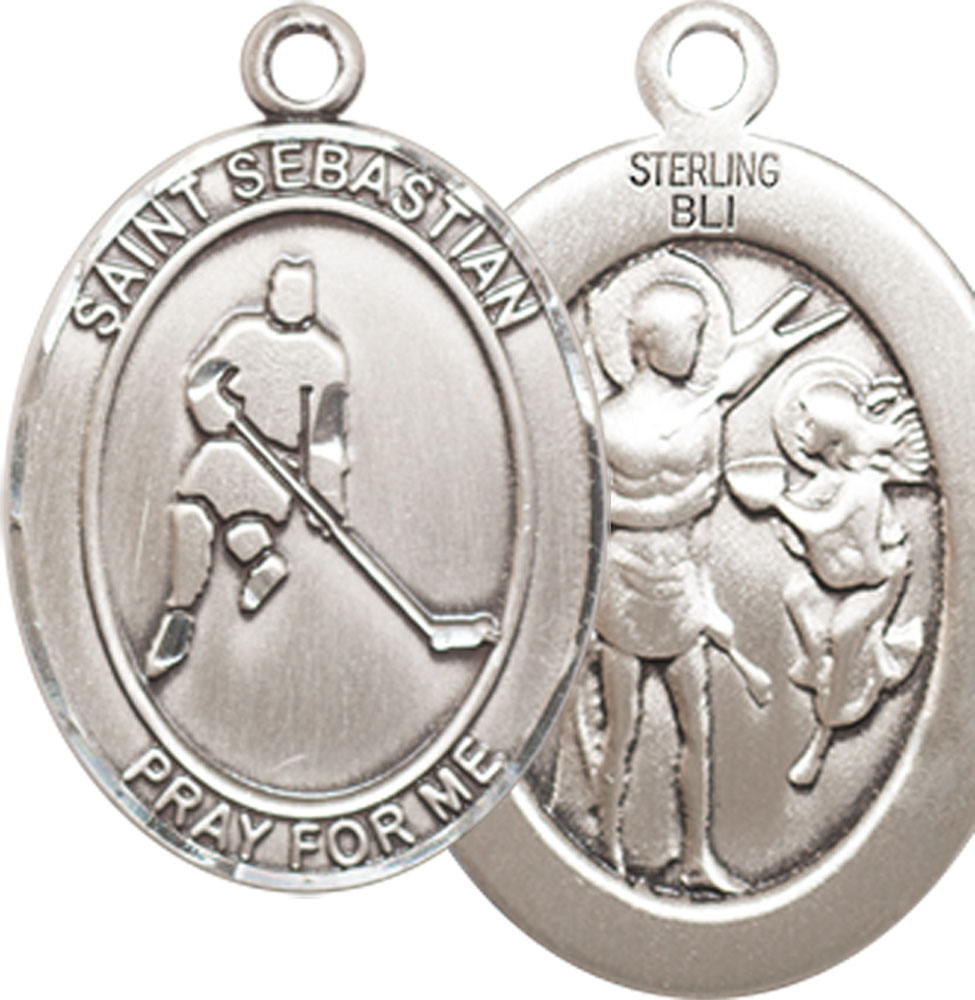 Sterling Silver Saint Sebastian Ice Hockey Medal