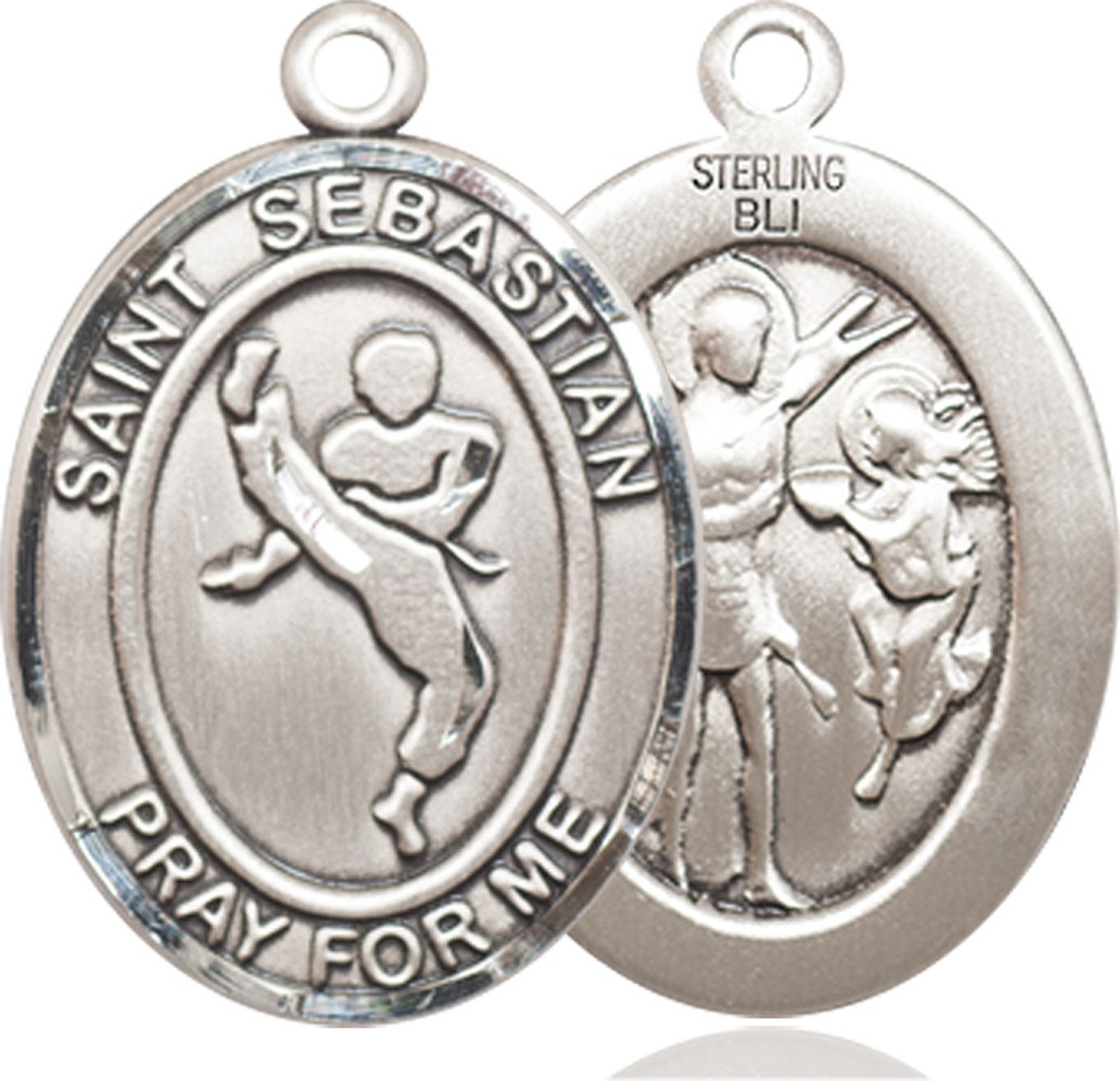 Sterling Silver Saint Sebastian Martial Arts Medal