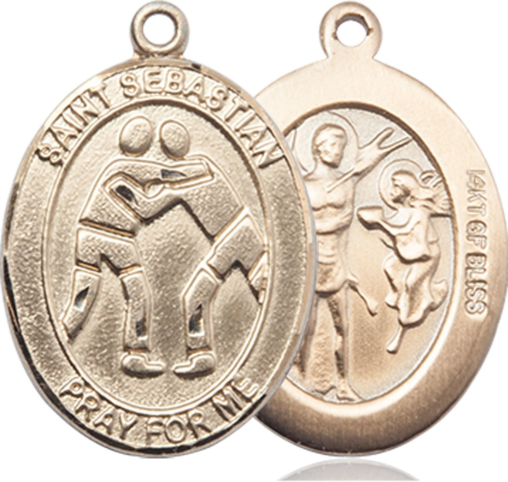 14kt Gold Filled Saint Sebastian Wrestling Medal