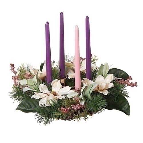 16&quot;H Magnolia Christmas Table - Wreath Candle Holder - Christmas