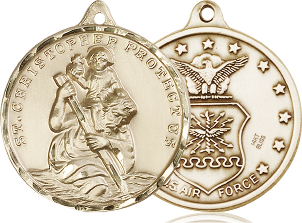 14kt Gold Saint Christopher Air Force Medal