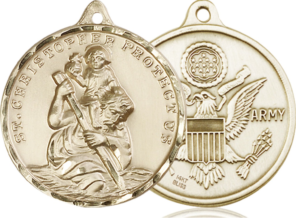 14kt Gold Saint Christopher Army Medal