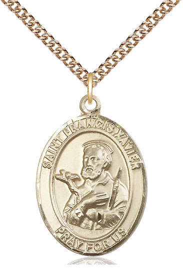 14kt Gold Filled Saint Francis Xavier Pendant on a 24 inch Gold Filled Heavy Curb chain