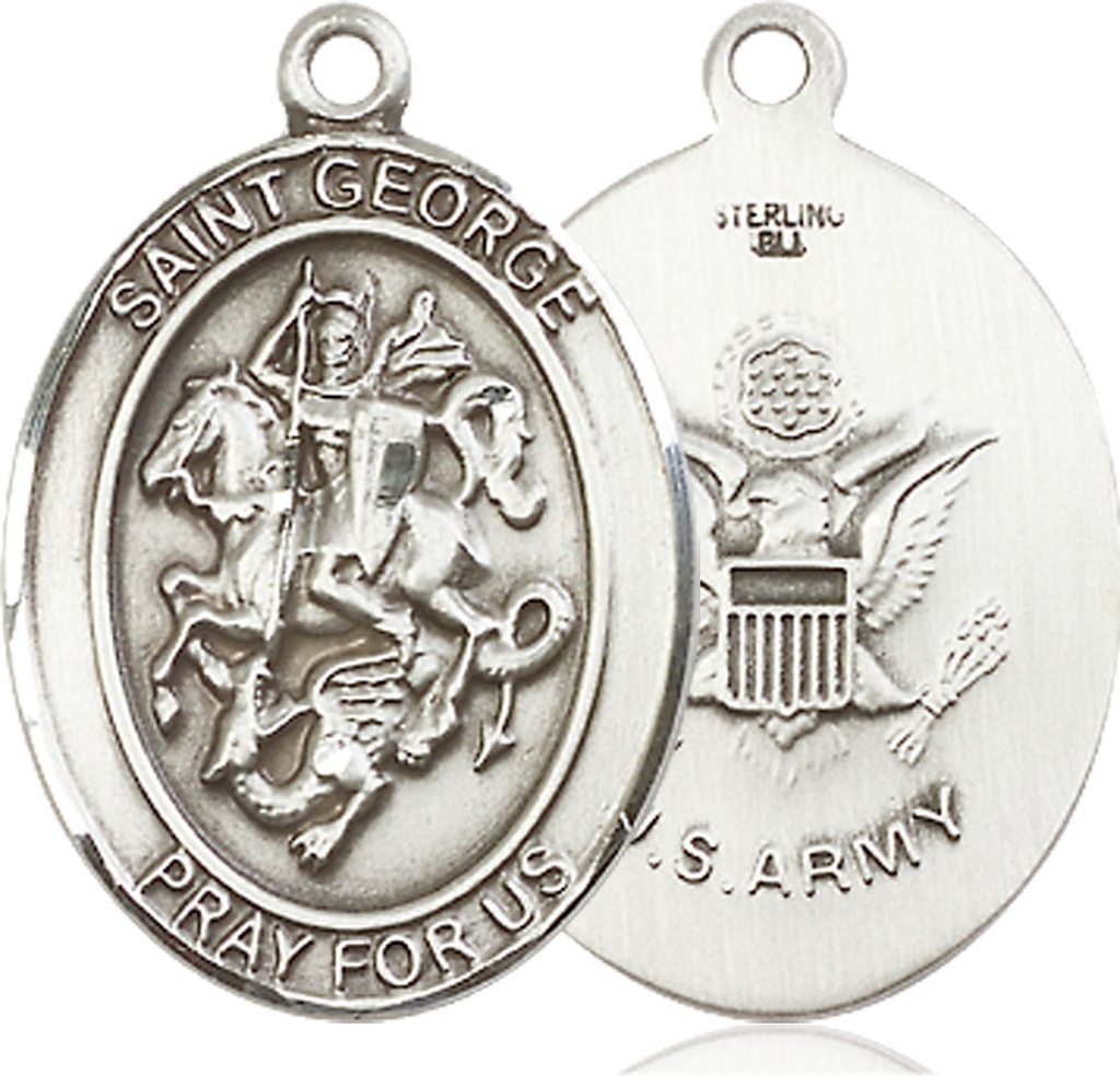 Sterling Silver Saint George Army Medal
