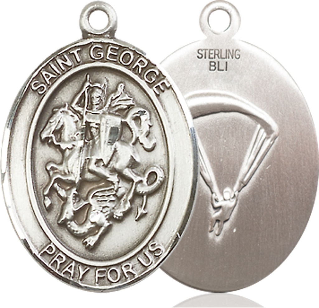 Sterling Silver Saint George Paratrooper Medal