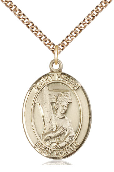 14kt Gold Filled Saint Helen Pendant on a 24 inch Gold Filled Heavy Curb chain