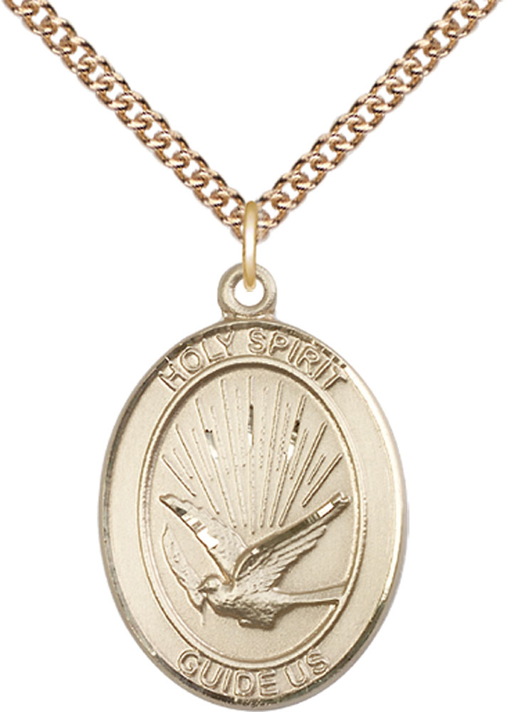 14kt Gold Filled Holy Spirit Pendant on a 24 inch Gold Filled Heavy Curb chain