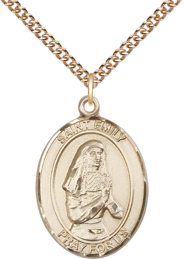 14kt Gold Filled Saint Emily de Vialar Pendant on a 24 inch Gold Filled Heavy Curb chain