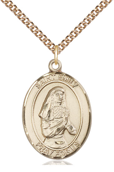 14kt Gold Filled Saint Emily de Vialar Pendant on a 24 inch Gold Filled Heavy Curb chain