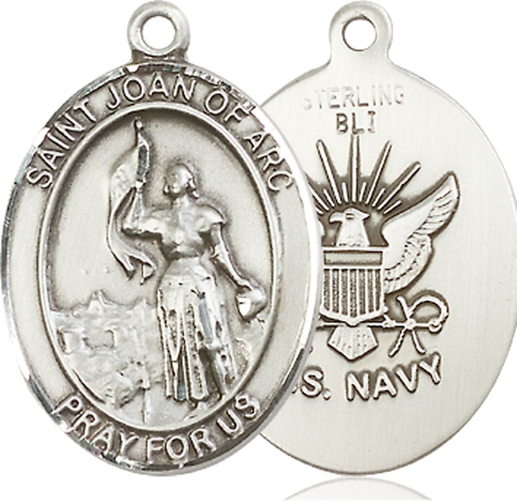 Sterling Silver Saint Joan of Arc Navy Medal