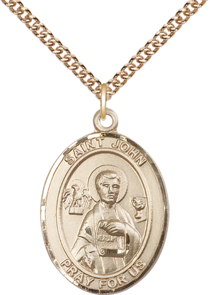 14kt Gold Filled Saint John the Apostle Pendant on a 24 inch Gold Filled Heavy Curb chain