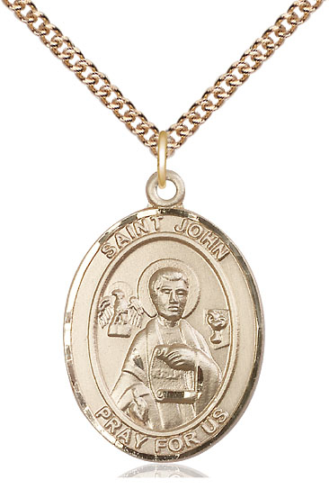 14kt Gold Filled Saint John the Apostle Pendant on a 24 inch Gold Filled Heavy Curb chain