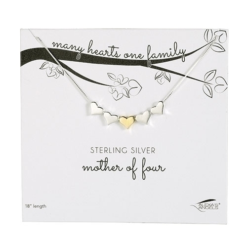 18&quot;L Many Hearts Necklace - Of Four;Sterling Silver; Card