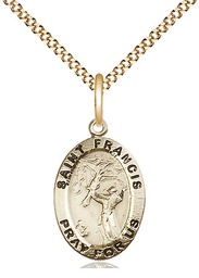 [3989GF/18G] 14kt Gold Filled Saint Francis of Assisi Pendant on a 18 inch Gold Plate Light Curb chain