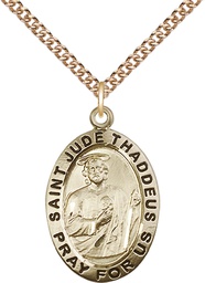 [4023GF/24GF] 14kt Gold Filled Saint Jude Pendant on a 24 inch Gold Filled Heavy Curb chain