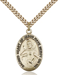 [4028GF/24G] 14kt Gold Filled Scapular Pendant on a 24 inch Gold Plate Heavy Curb chain