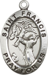 [4029SS] Sterling Silver Saint Francis of Assisi Medal