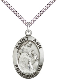 [4033SS/24SS] Sterling Silver Saint Ann Pendant on a 24 inch Sterling Silver Heavy Curb chain