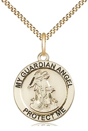 [4053GF/18G] 14kt Gold Filled Guardian Angel Pendant on a 18 inch Gold Plate Light Curb chain