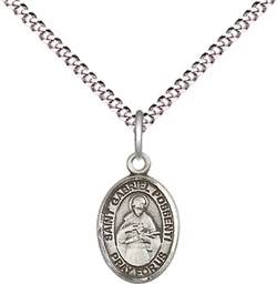 [9279SS/18S] Sterling Silver Saint Gabriel Possenti Pendant on a 18 inch Light Rhodium Light Curb chain