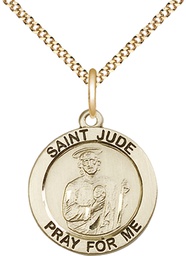[4054GF/18G] 14kt Gold Filled Saint Jude Pendant on a 18 inch Gold Plate Light Curb chain