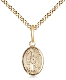 [9285GF/18G] 14kt Gold Filled Saint Walter of Pontnoise Pendant on a 18 inch Gold Plate Light Curb chain