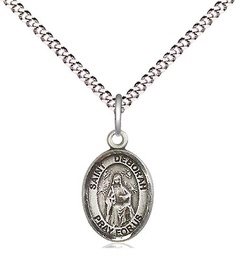 [9286SS/18S] Sterling Silver Saint Deborah Pendant on a 18 inch Light Rhodium Light Curb chain