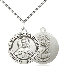 [4058SS/18SS] Sterling Silver Scapular Pendant on a 18 inch Sterling Silver Light Curb chain