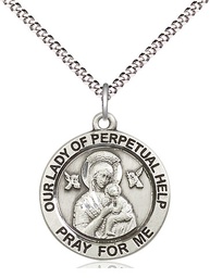 [4062SS/18S] Sterling Silver Our Lady of Perpetual Help Pendant on a 18 inch Light Rhodium Light Curb chain