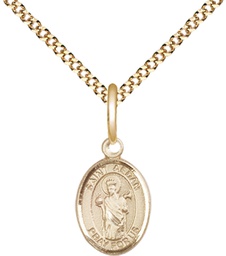 [9293GF/18G] 14kt Gold Filled Saint Aedan of Ferns Pendant on a 18 inch Gold Plate Light Curb chain