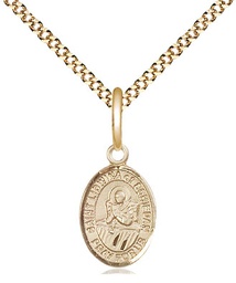 [9297GF/18G] 14kt Gold Filled Saint Lidwina of Schiedam Pendant on a 18 inch Gold Plate Light Curb chain