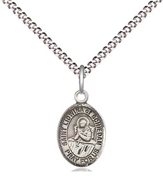 [9297SS/18S] Sterling Silver Saint Lidwina of Schiedam Pendant on a 18 inch Light Rhodium Light Curb chain