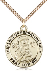[4077GF/24GF] 14kt Gold Filled Our Lady of Perpetual Help Pendant on a 24 inch Gold Filled Heavy Curb chain