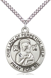 [4077SS/24SS] Sterling Silver Our Lady of Perpetual Help Pendant on a 24 inch Sterling Silver Heavy Curb chain