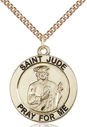 [4078GF/24GF] 14kt Gold Filled Saint Jude Pendant on a 24 inch Gold Filled Heavy Curb chain