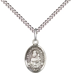 [9299SS/18S] Sterling Silver Our Lady of Prompt Succor Pendant on a 18 inch Light Rhodium Light Curb chain