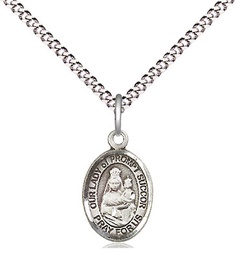 [9299SS/18S] Sterling Silver Our Lady of Prompt Succor Pendant on a 18 inch Light Rhodium Light Curb chain