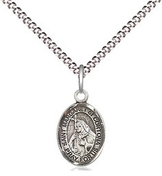 [9301SS/18S] Sterling Silver Saint Margaret of Cortona Pendant on a 18 inch Light Rhodium Light Curb chain