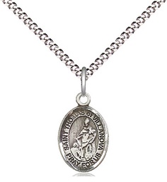 [9304SS/18S] Sterling Silver Saint Thomas of Villanova Pendant on a 18 inch Light Rhodium Light Curb chain