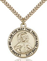 [4083GF/24G] 14kt Gold Filled Scapular Pendant on a 24 inch Gold Plate Heavy Curb chain