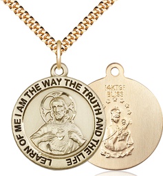 [4083GF/24G] 14kt Gold Filled Scapular Pendant on a 24 inch Gold Plate Heavy Curb chain