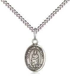 [9306SS/18S] Sterling Silver Our Lady of Victory Pendant on a 18 inch Light Rhodium Light Curb chain