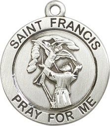 [4084SS] Sterling Silver Saint Francis of Assisi Medal